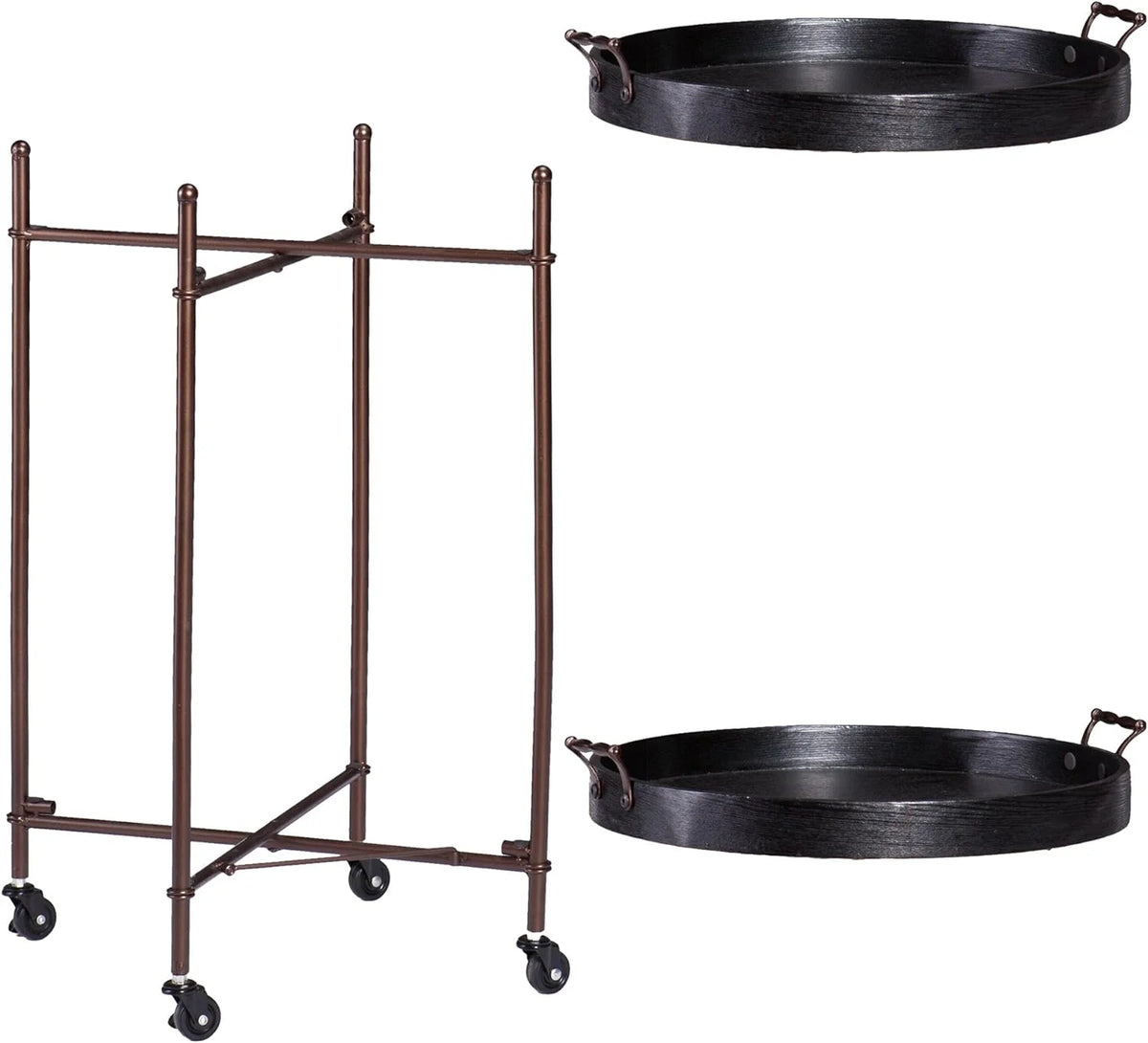 Black Two-Tier Round Butler Table M278569