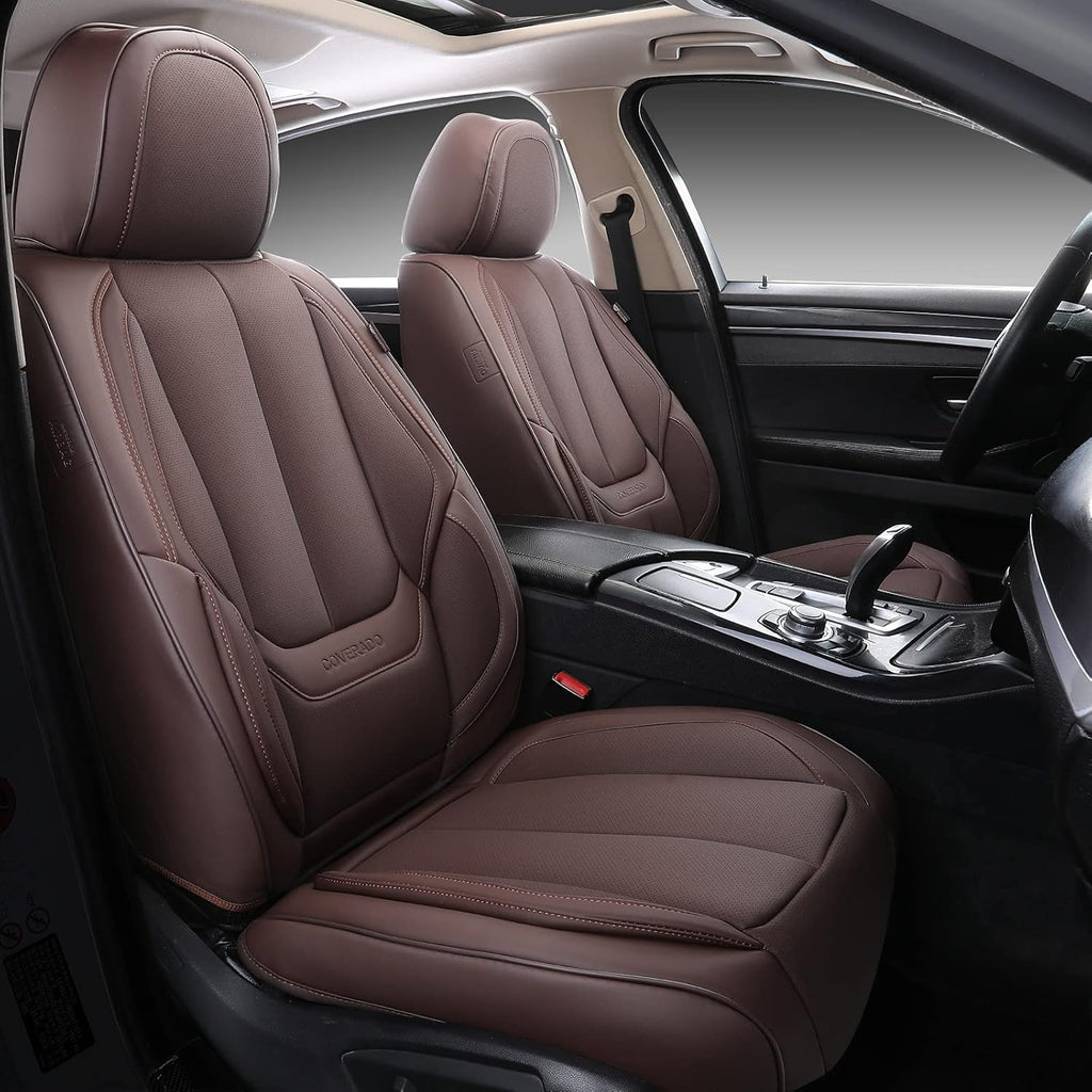 Black Waterproof Nappa Leather Car Seat Covers Full Set W419