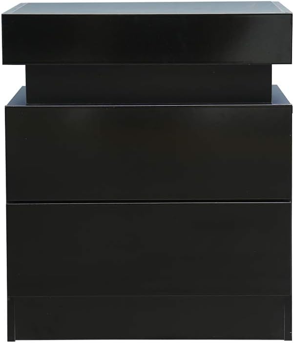 White 2 Drawer LED End Table O62847