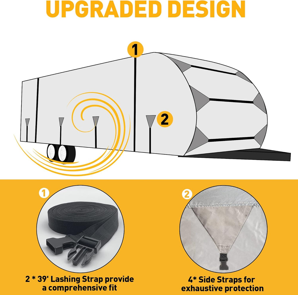 Waterproof Windproof Anti-UV Travel Trailer Cover for 18'-20' RV F12250