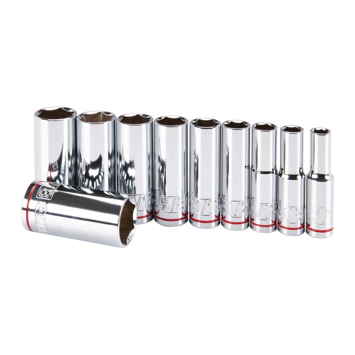 3/8 in. Drive SAE Chrome Deep Socket Set, 10-Piece M2973