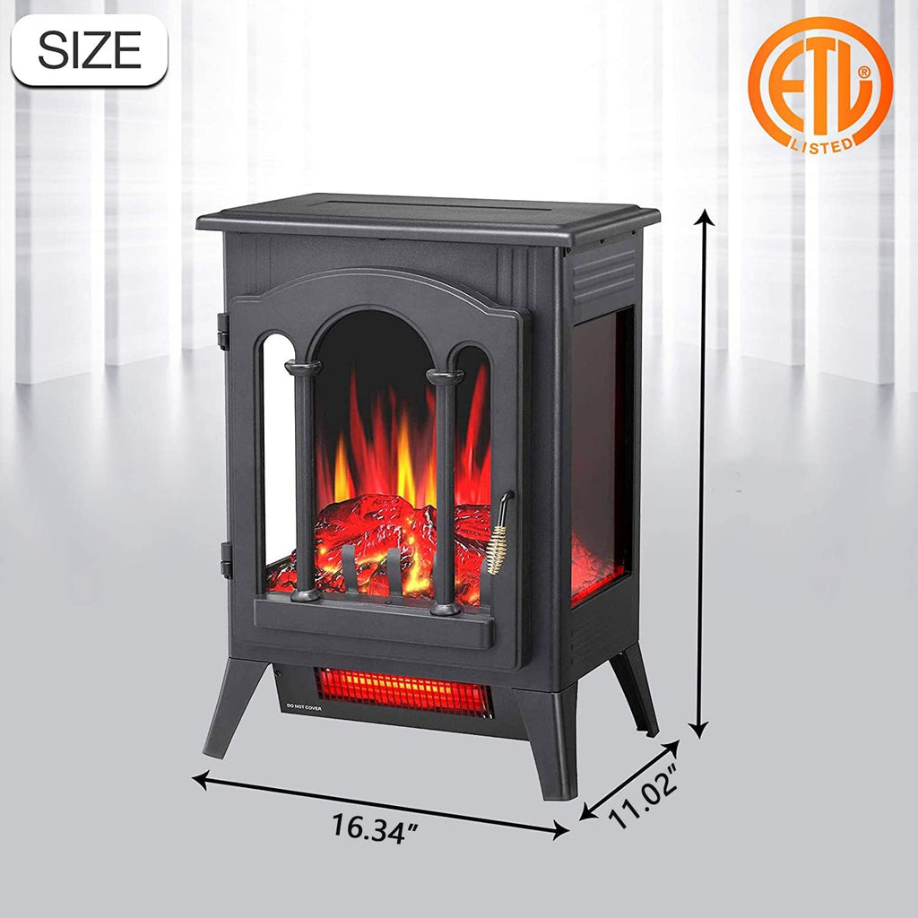 3D Infrared Electric Fireplace Stove, Freestanding Fireplace Heater, 1000W/1500W (16 Inch) N496349