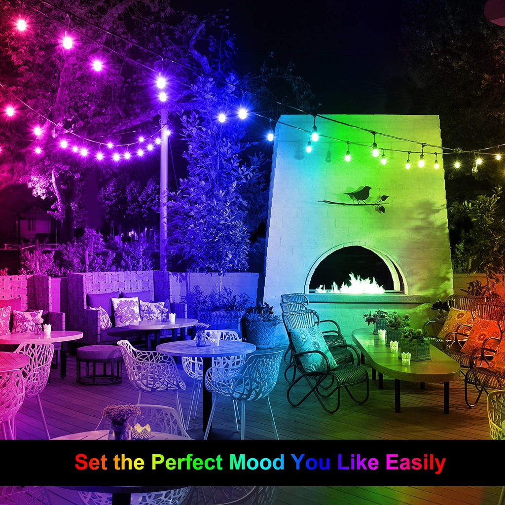 48FT RGB Cafe String Lights with 18 Shatterproof Edison Bulbs D408087