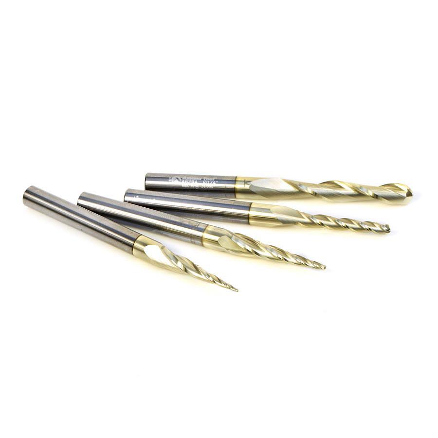 4-pc ZrN Coated 1/4x22 Shank Router Bit E2574