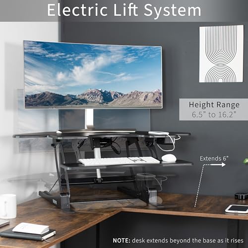 43 inch Electric Height Adjustable Stand Up Desk Converter Black D7827