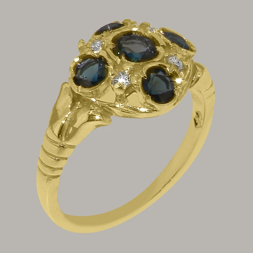 14k Yellow Gold London Blue Topaz Diamond Statement Ring F126992