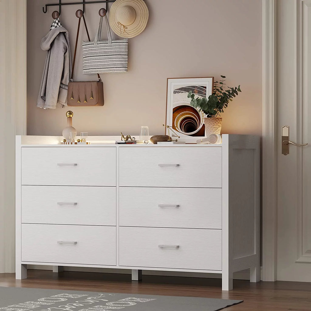 White 6 Drawer Wooden Dresser H854763