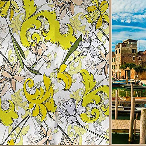 Floral Yellow Window Privacy Film, 17.7 inch by 23.6 inch C109