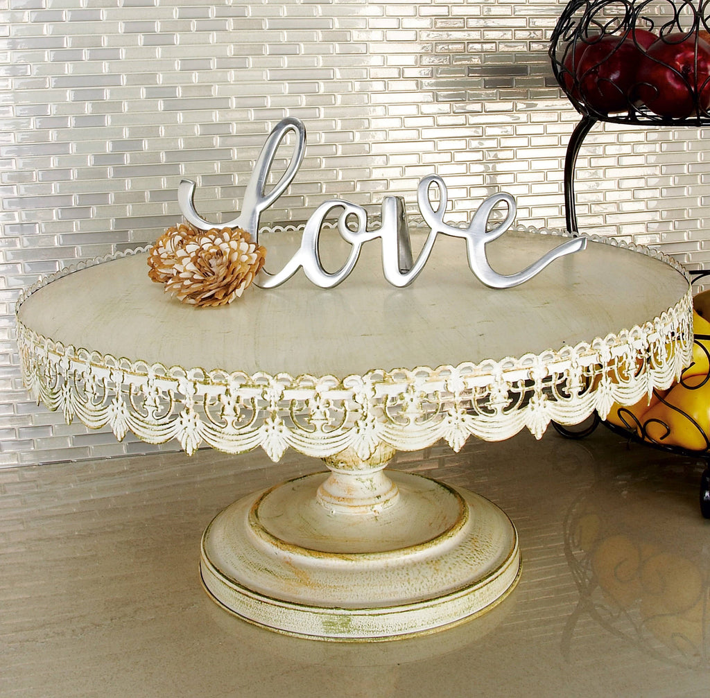 Brown White Metal Cake Stand C194472