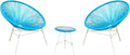 Blue 3 Piece Bistro Set with Glass Top Table A9651