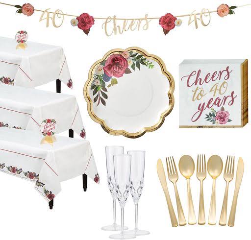 Metallic Gold 40th Anniversary Rose Tableware Supplies R321852
