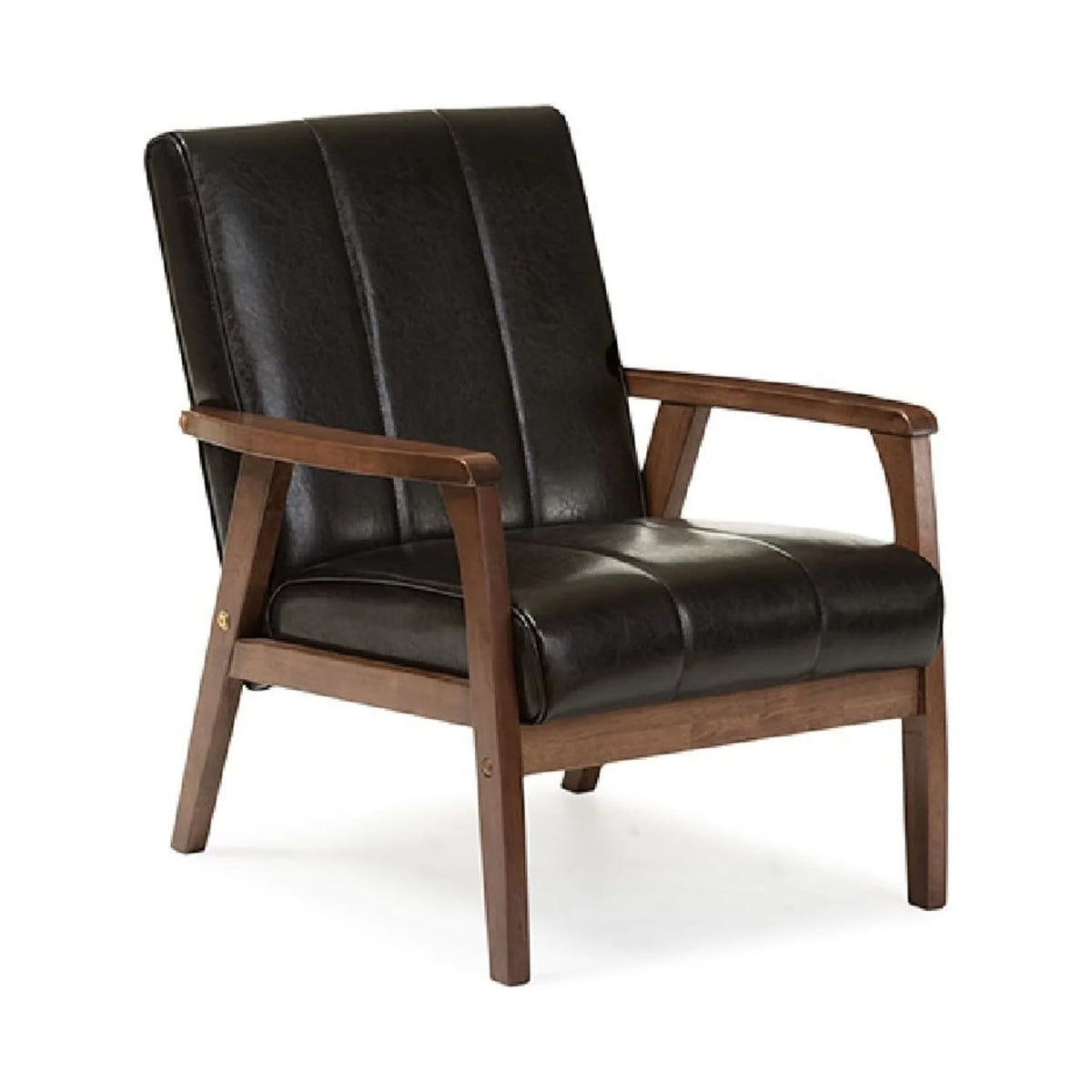 Black Faux Leather Wooden Lounge Chair W977428