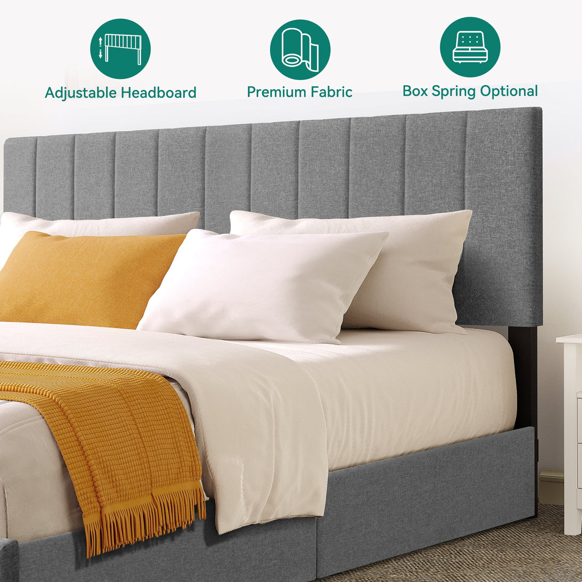 King Size Upholstered Bed Frame with 4 Storage Drawers D25656