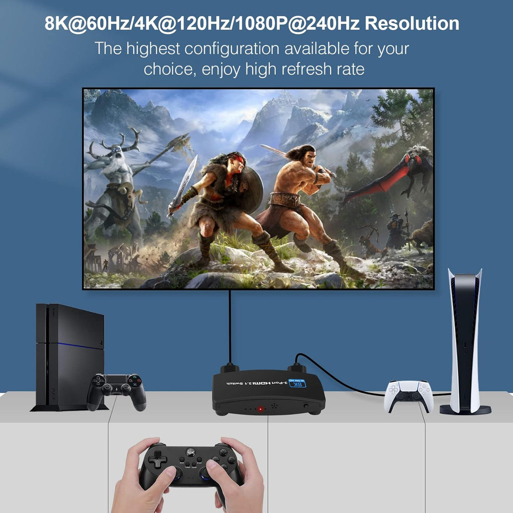 HDMI 2.1 Switch 3 in 1 Out with Remote Control Pack of 2 T60314