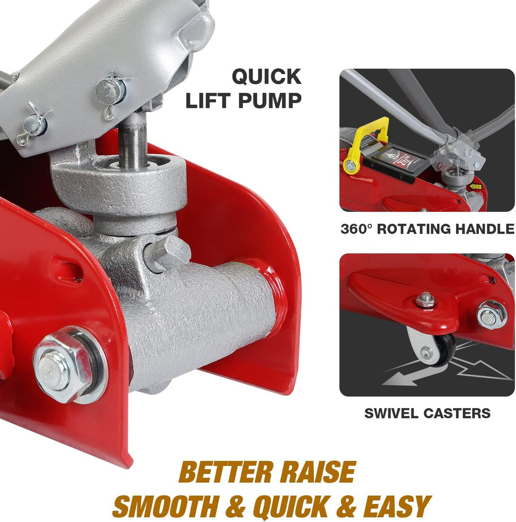 Red 2.5 Ton Hydraulic Floor Jack with Storage Case D643