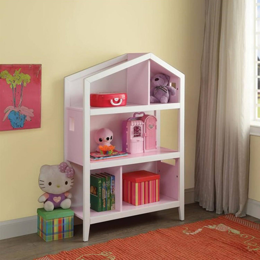 White Pink Wood Bookcase L964