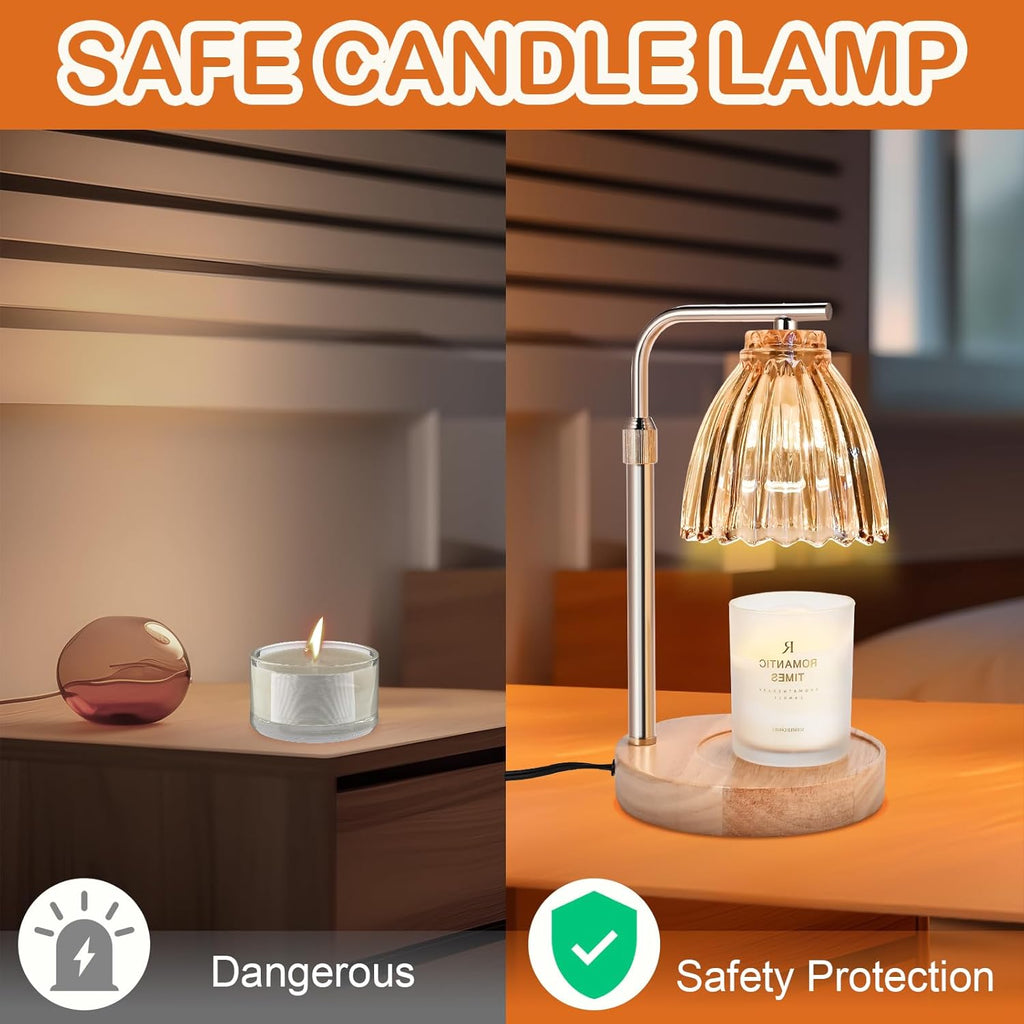 Electric Candle Warmer Lamp with Timer & Dimmer, Glass, Includes 2 Bulbs A8365