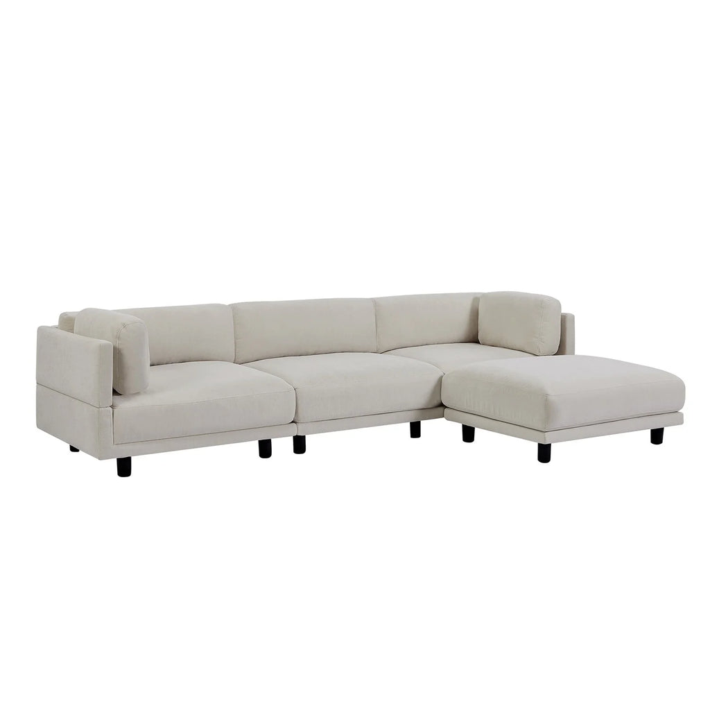 Beige Upholstery Convertible Sectional Sofa with Reversible Chaise D9835