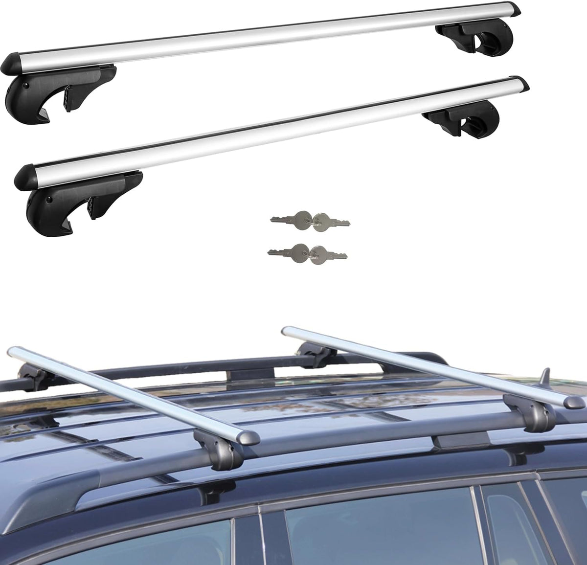 52" Adjustable Aluminum Roof Rack Cross Bars with 4 Locks F579213