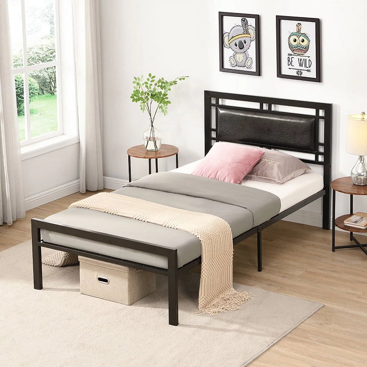Twin Size Black Metal Bed Frame C476509
