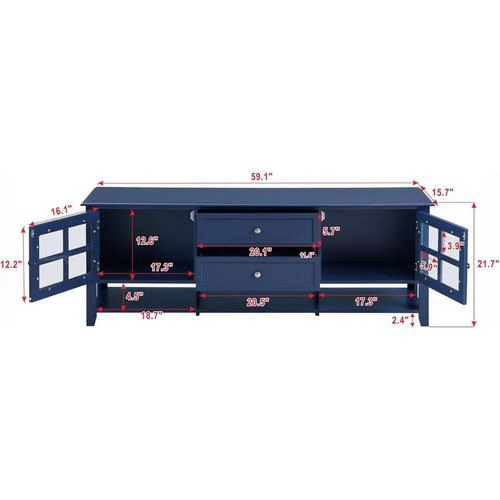 Blue TV Stand with 2 Drawers and Doors S98000