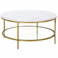 36" Wide Round Coffee Table with Faux Marble Top S820