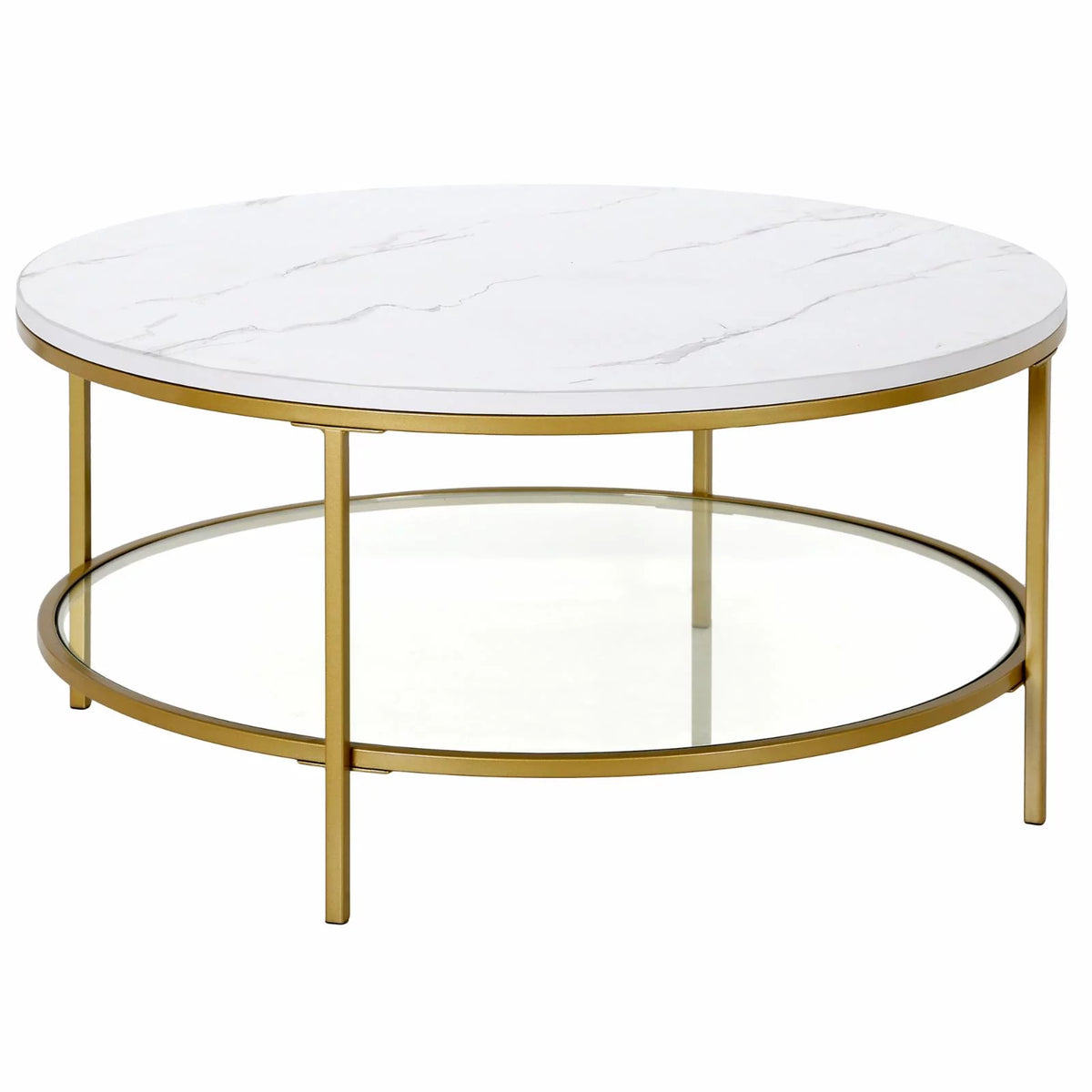 36" Wide Round Coffee Table with Faux Marble Top S820