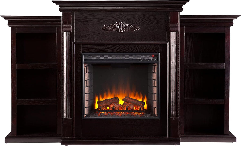 Ivory Electric Bookcase Fireplace V150845