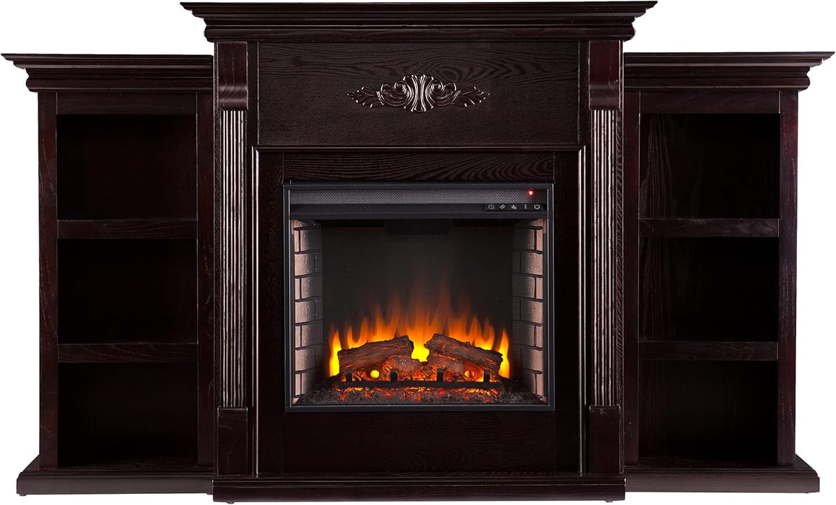 Ivory Electric Bookcase Fireplace V150845