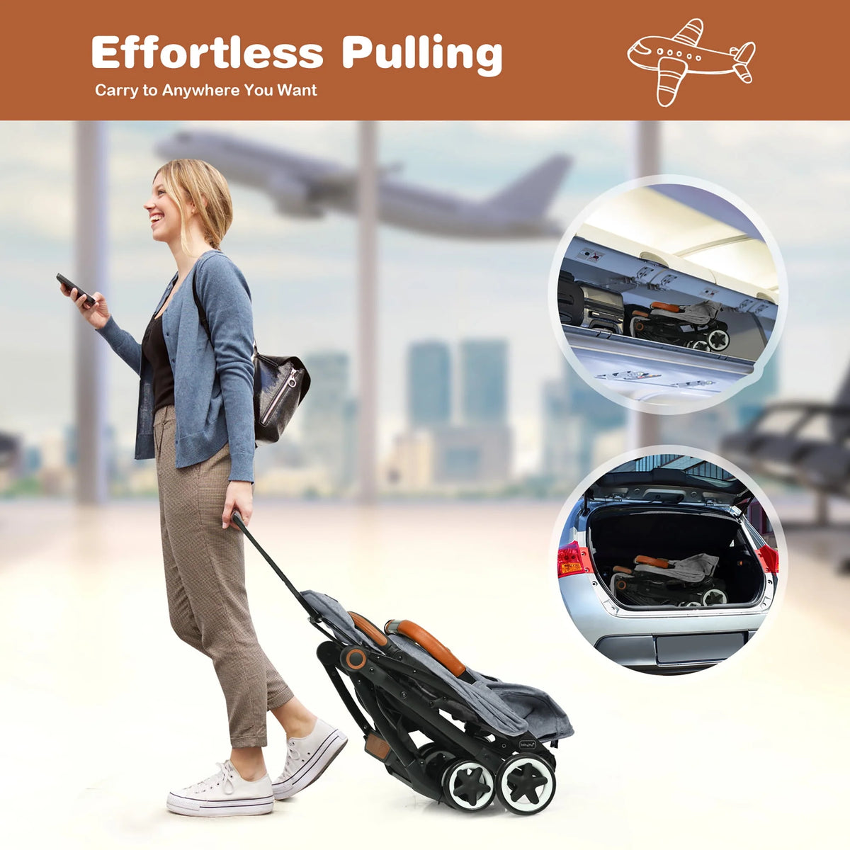 Lightweight Aluminium Baby Stroller with Net J769102