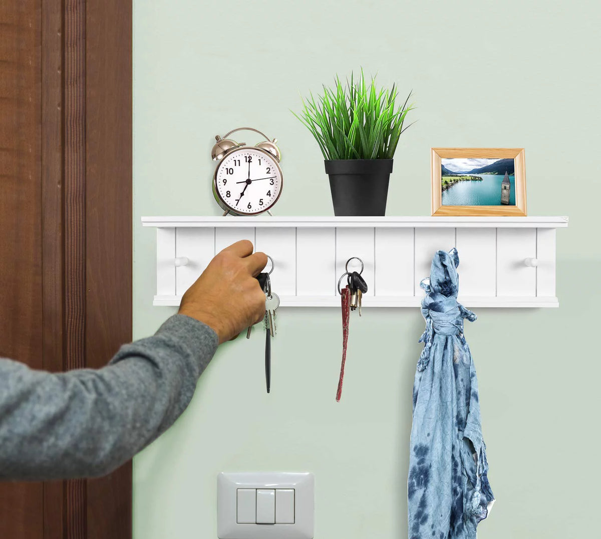 White MDF Wood Floating Shelf E78282