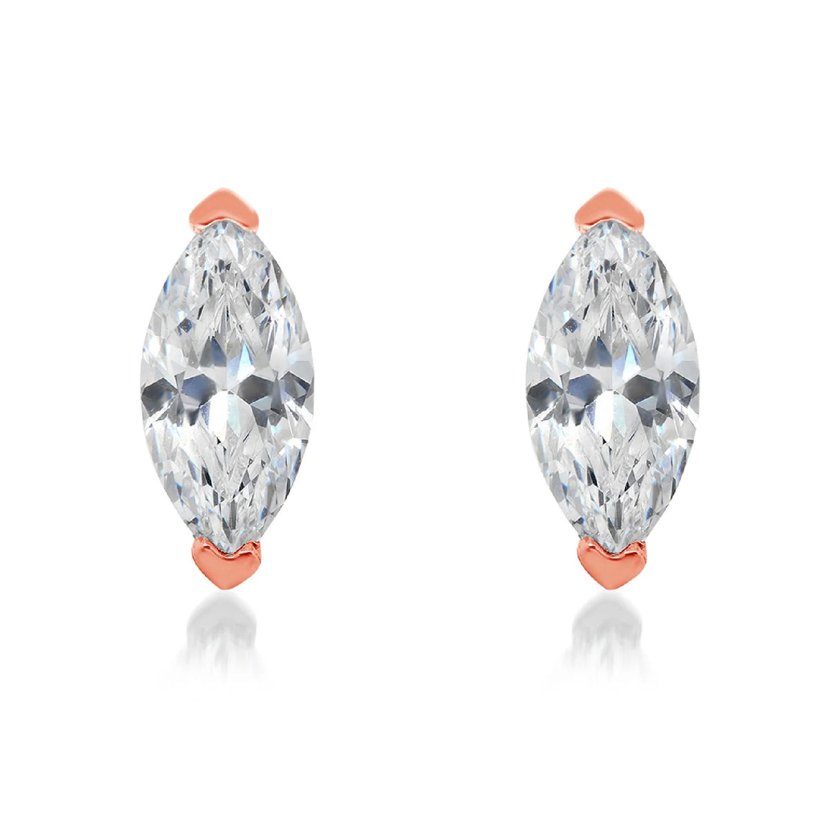 1.0 ct Marquise Cut Solitaire Studs VVS1 Brown Champagne Simulated Diamond Solid 18K Rose Gold Earrings G860908