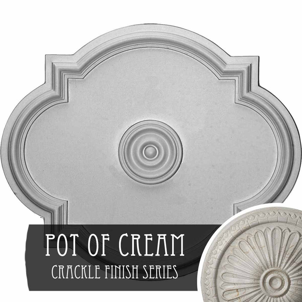 24x22W x 20 1/2x22H x 1 1/8x22P Ceiling Medallion, Hand-Painted Pot of Cream Crackle D287564