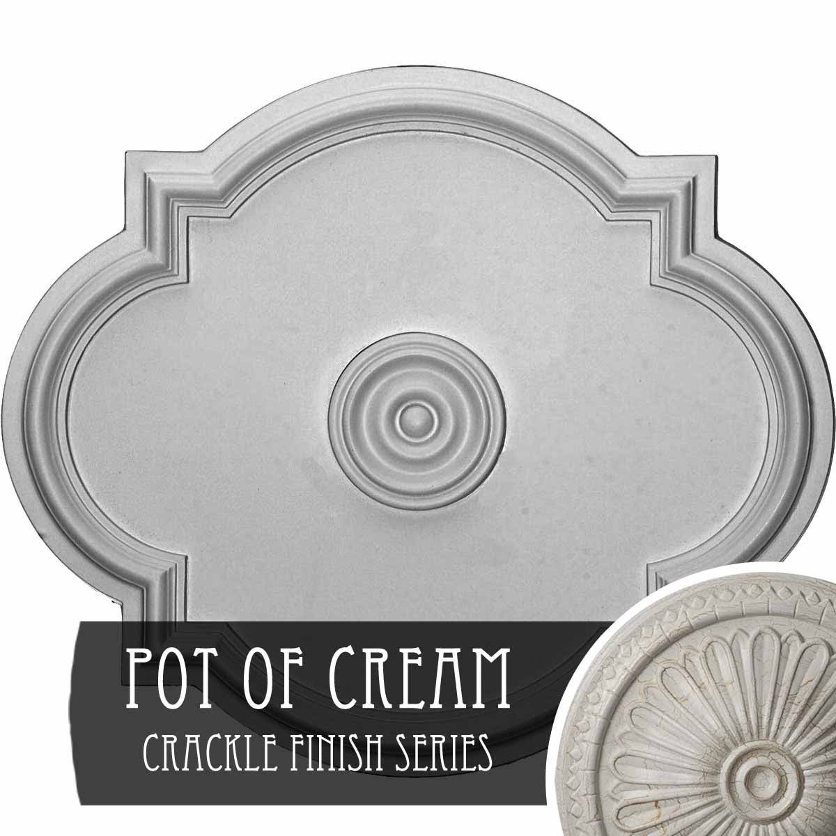 24x22W x 20 1/2x22H x 1 1/8x22P Ceiling Medallion, Hand-Painted Pot of Cream Crackle D287564