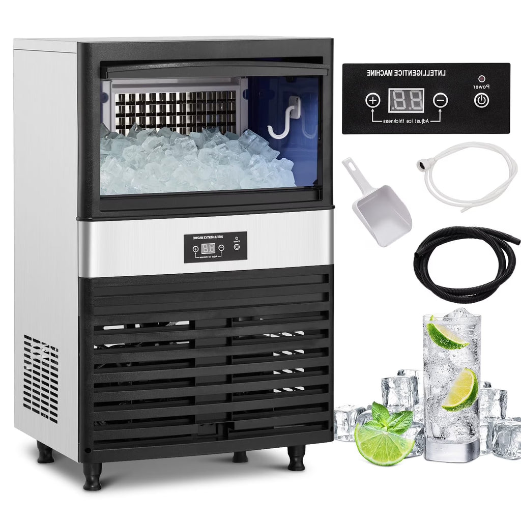 Commercial Ice Maker Machine, Under Counter, 110lbs in 24Hrs, 33lbs Storage Capacity A47593