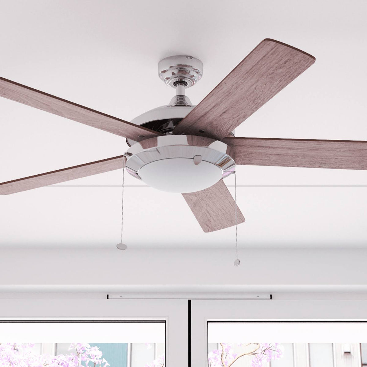 Chrome Contemporary Rustic Ceiling Fan, 52 LED H554367
