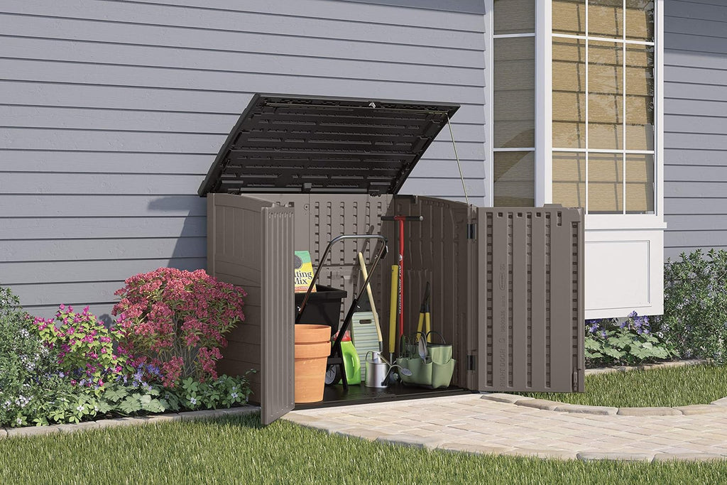 Natural Wood-Like Resin Horizontal Storage Shed E79548