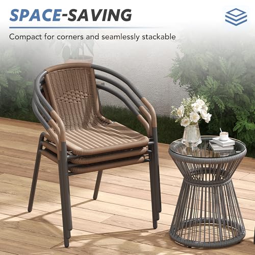 Black Wicker Stackable Dining Chairs Set of 6 Q503830