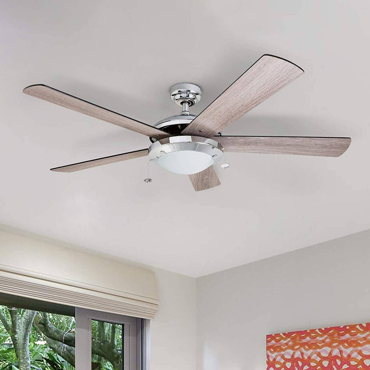 Chrome Contemporary Rustic Ceiling Fan, 52 LED H554367