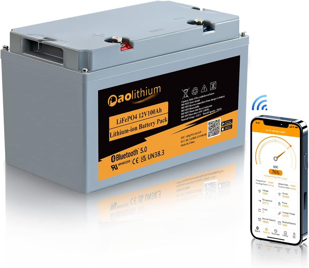100ah 12V LiFePO4 Battery with Bluetooth Y455