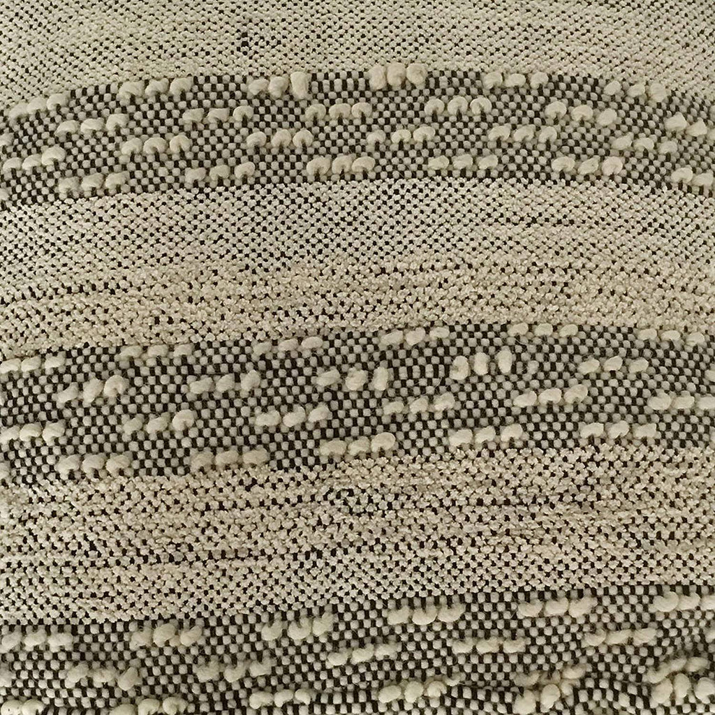 Grey Off/White Woven Striped Cotton Wool Square Pouf H862