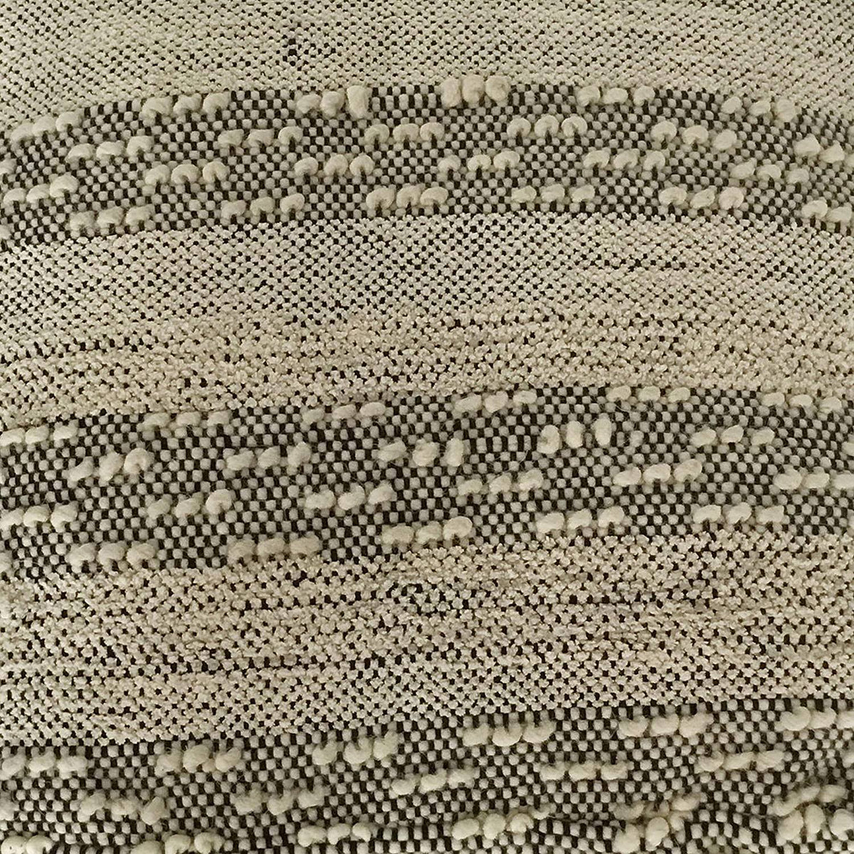 Grey Off/White Woven Striped Cotton Wool Square Pouf H862