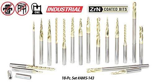 4-pc ZrN Coated 1/4x22 Shank Router Bit E2574