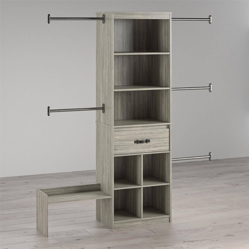 Grey Oak Kids Closet Organizer System Z269081
