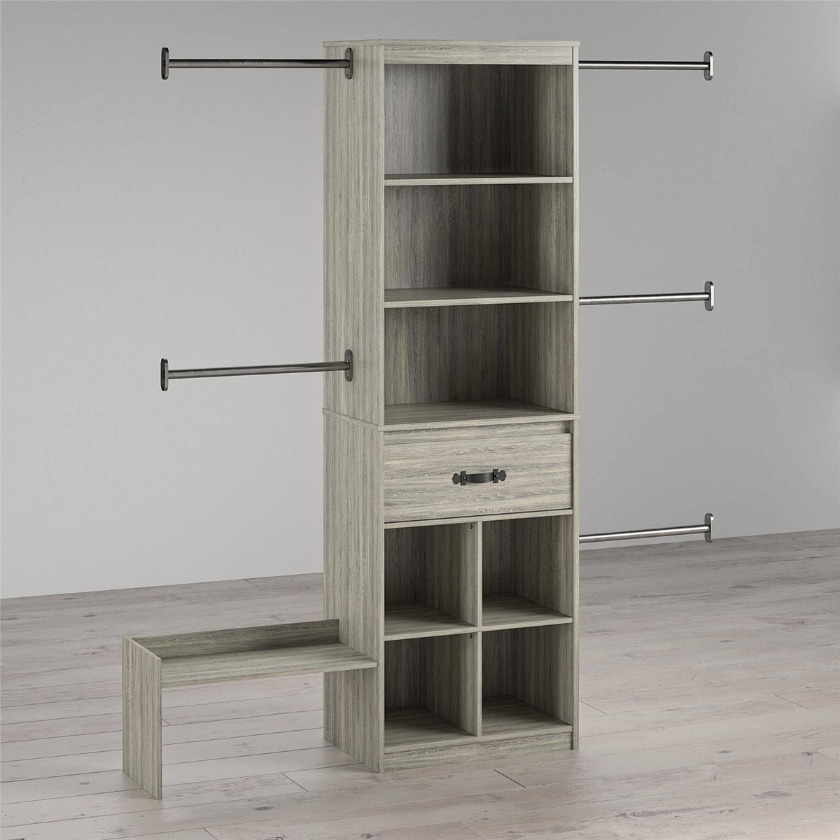 Grey Oak Kids Closet Organizer System Z269081