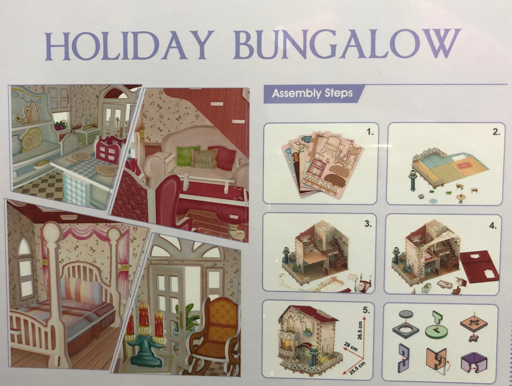 Dollhouse Bungalow with LED Light 11.4"x10"x10" R342071