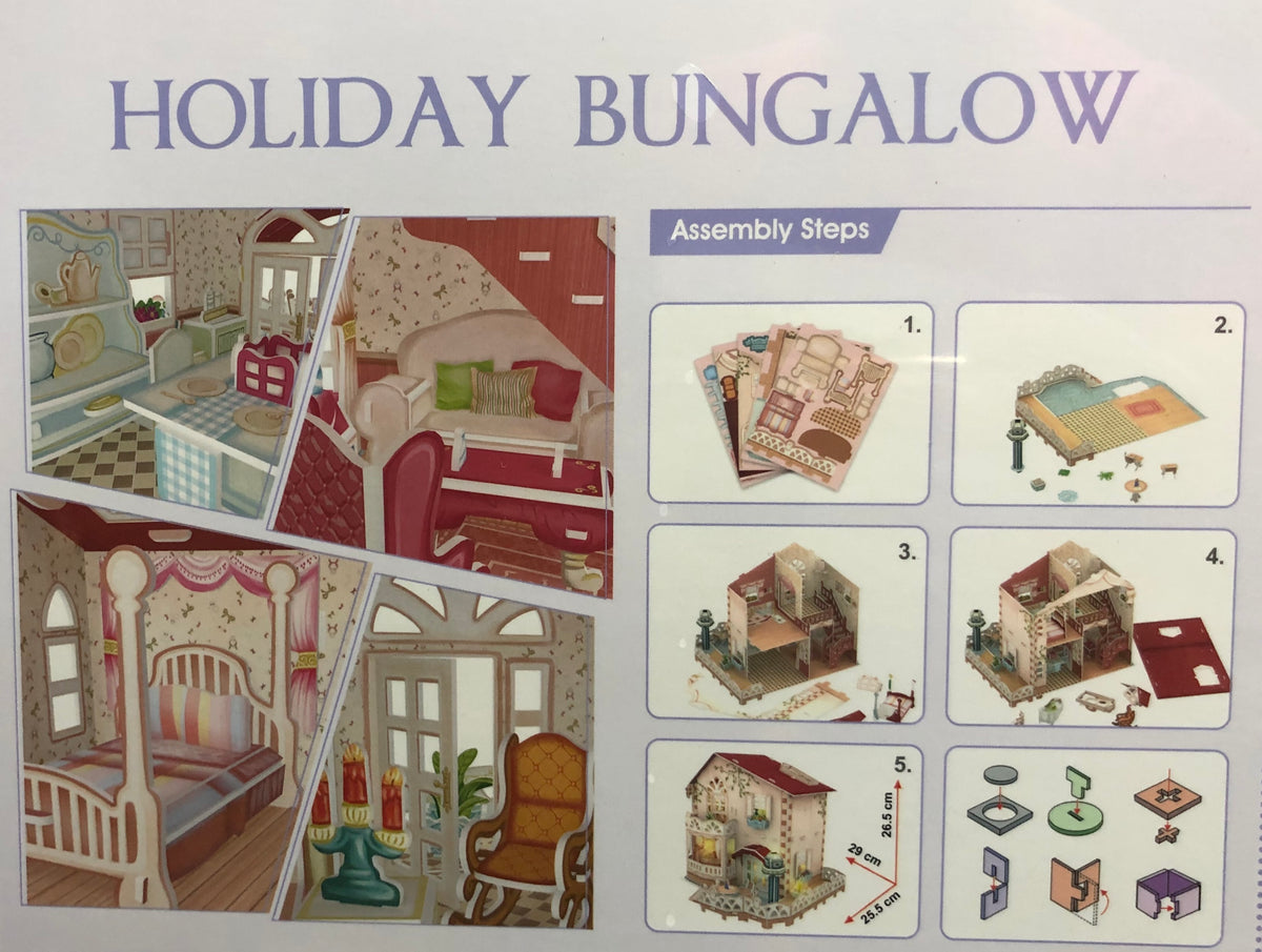 Dollhouse Bungalow with LED Light 11.4"x10"x10" R342071
