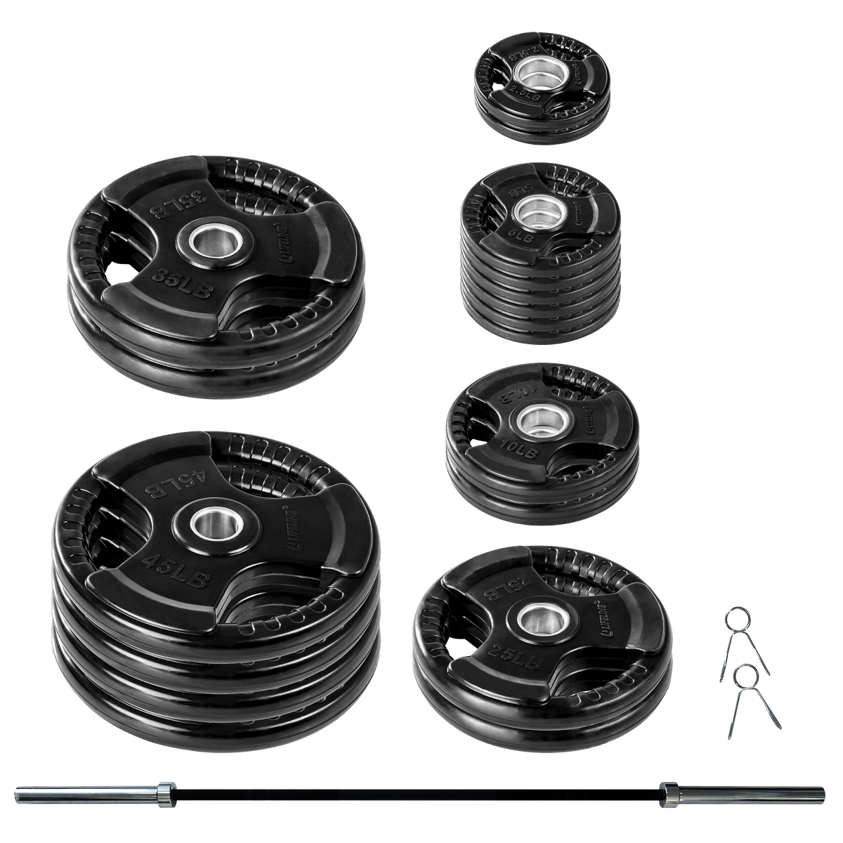 400 LB Olympic Weight Set with Barbell and Clips C306804