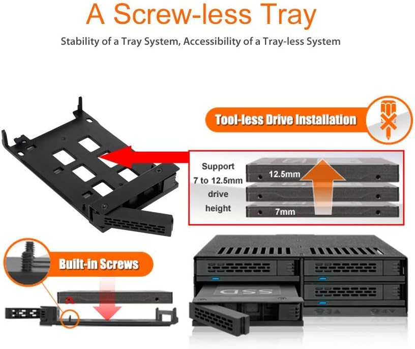 6 x 2.5" SATA HDD SSD Hot Swap Cage for External 5.25" Bay B937328