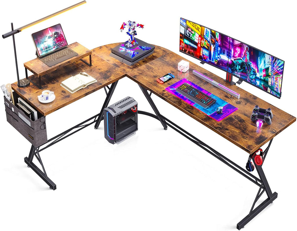 66" L Shaped Computer Desk with Monitor Stand B671321
